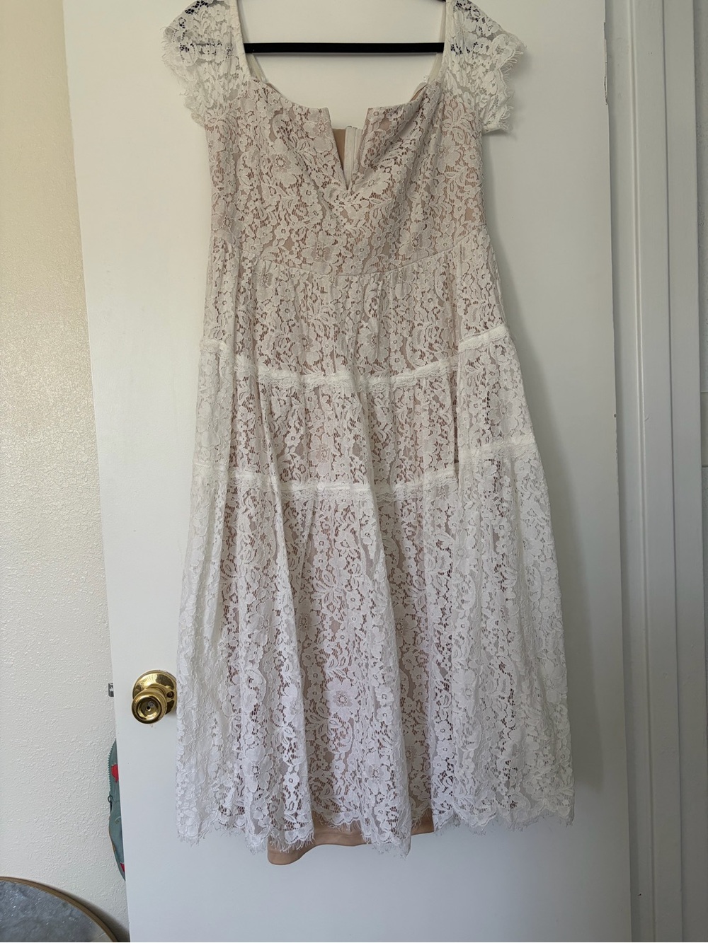 Lulu's Ivory Lace Midi Dress